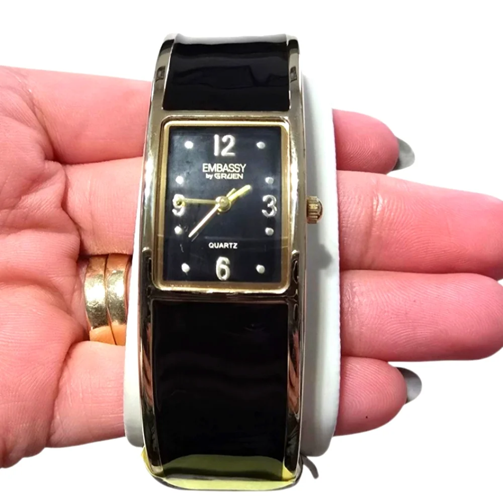 Embassy by Gruen Black and Gold Wearable Watch